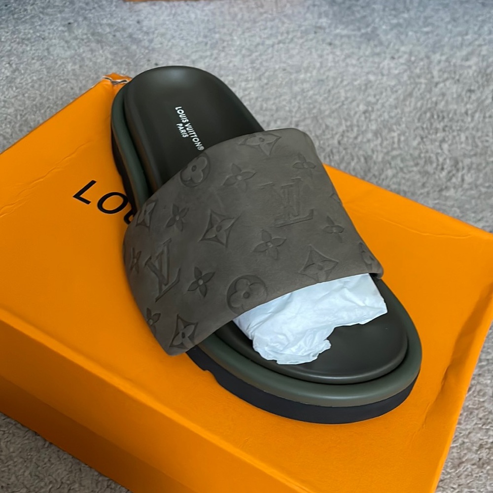 LV Print Suede Comfort Slide